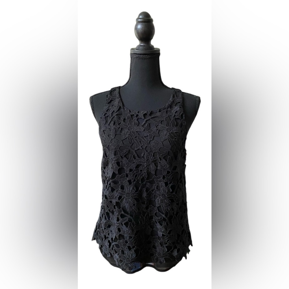 Express: Black Lace Floral Tank Top